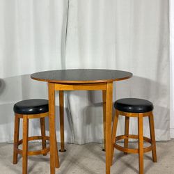 3 Piece Pub  Drop Leaf Table With 2 Stools SPACE SAVER!