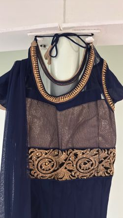 Navy Blue Embroidered Indian Ethnic Dress