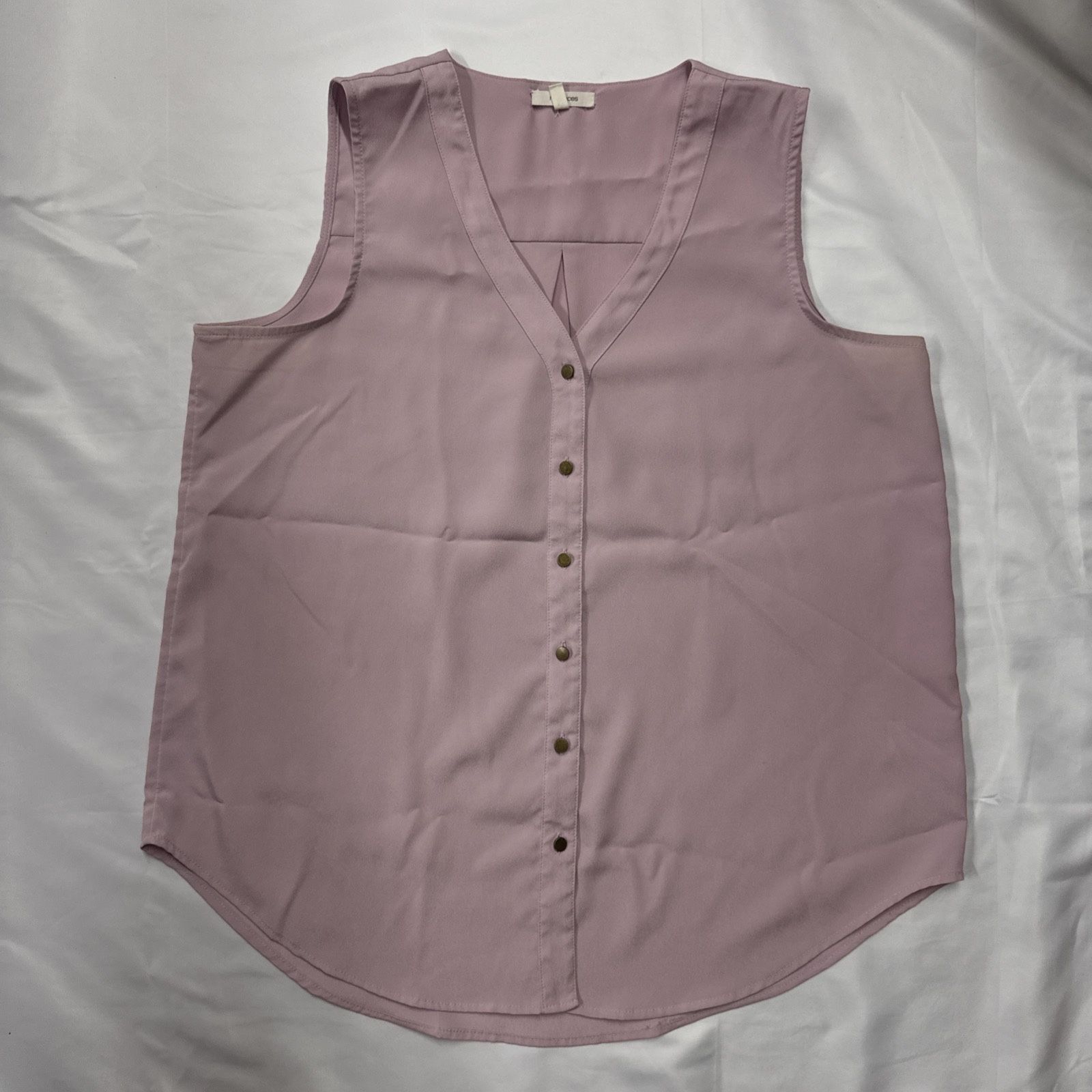 Maurices Women’s Large Blouse Shirt Top Sleeveless Tank Top Work Pink Lavender Button Up