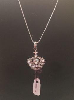 Girls 15” adjustable crystal crown necklace
