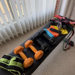 Dumbbells and Workout Bands Lot