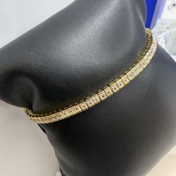 18k Plated Tennis Heart Bracelet High Quality 7.5”Pulcera De Piedras Finas 7.5Pulgadas Alta Calidad 