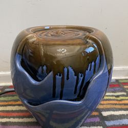  12” Blue/Brown Ceramic Fountain