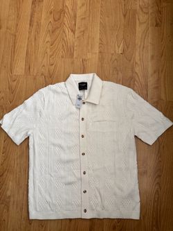 Abercrombie & Fitch White Knit Button-Up Shirt