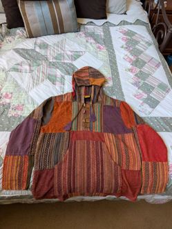 Nepal Hoodie Himalayan Gheri Patchwork USA