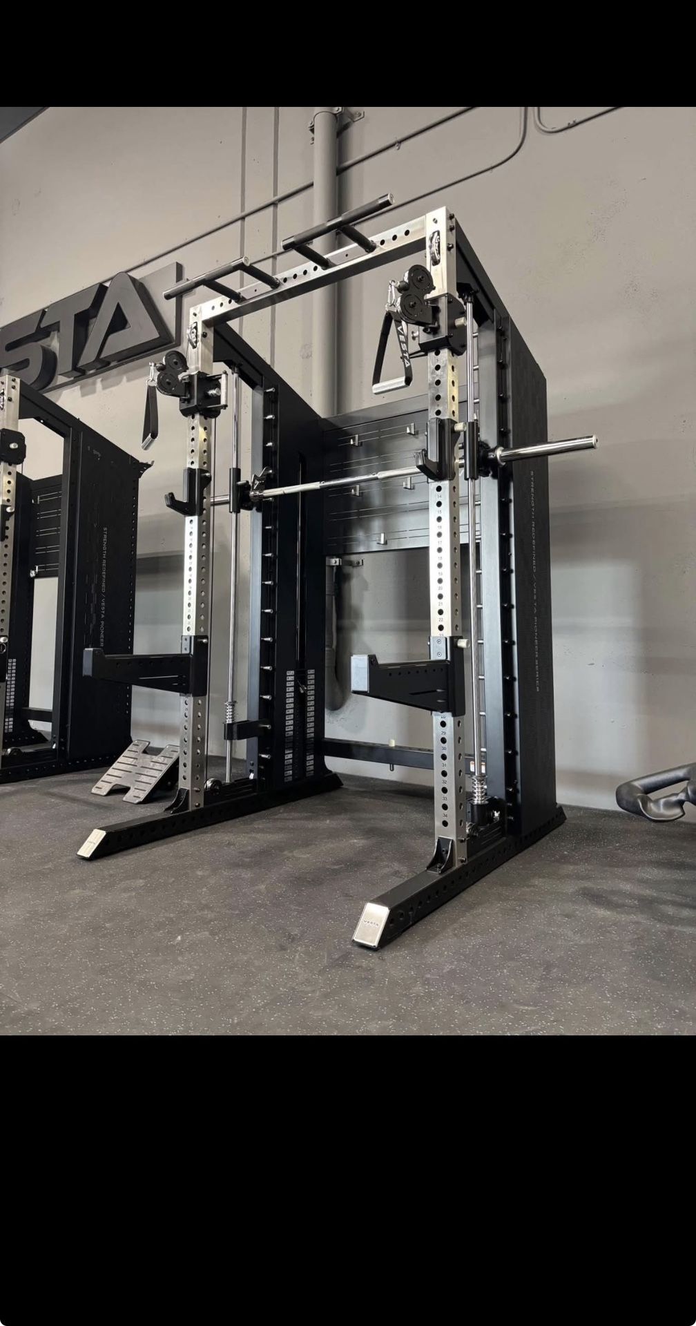 Commercial-Grade Half Rack ALL-IN-ONE with Functional Trainers, Smith Machine, & 200lb weight stack