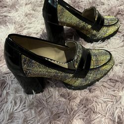 Betsey Johnson Size 9 Chunky Rhinestone Heels