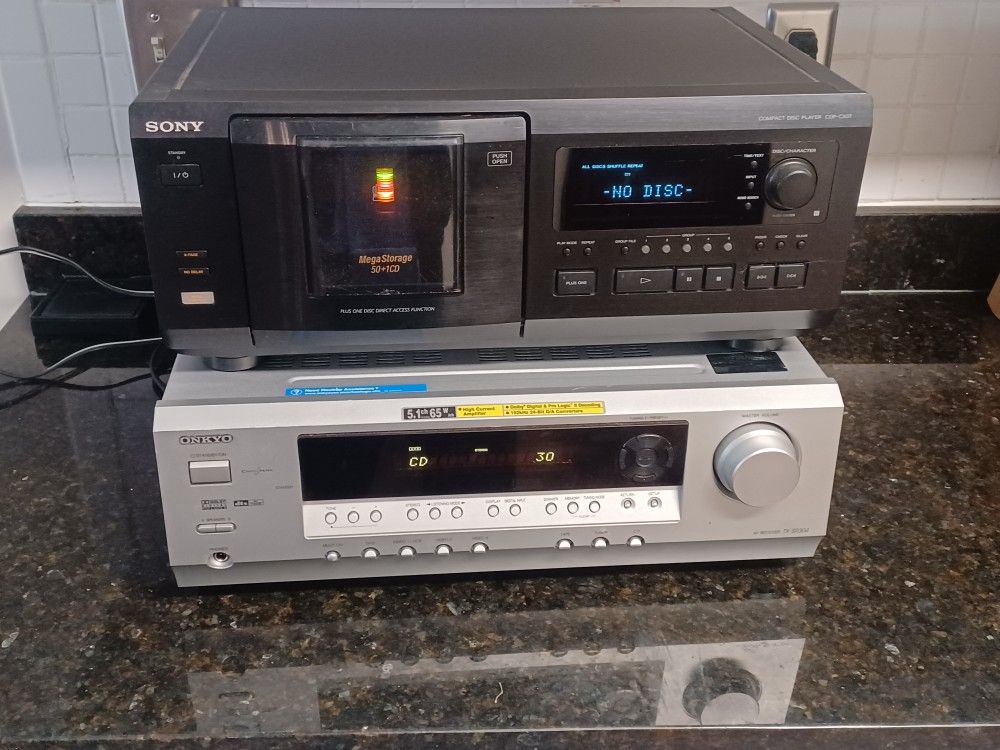 Sony 50 SISC CD CHANGER and ONKYO SURROUND RECEIVER 