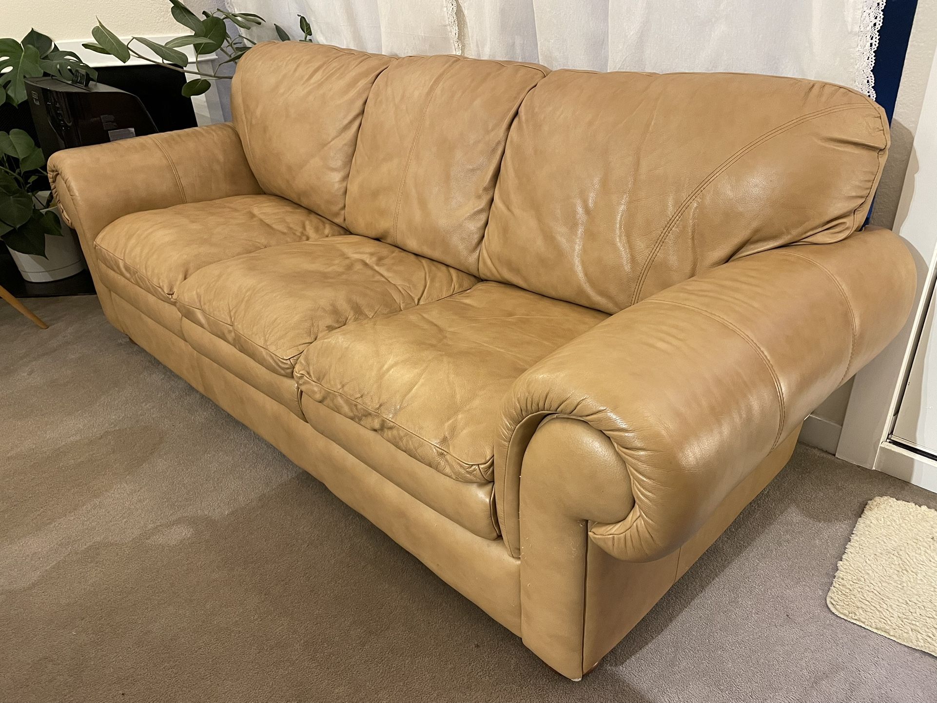 Caramel Leather Couch – $200 (Seattle)