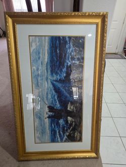 Hand embroidered Moses parting of the red sea