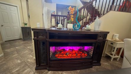 Beautiful and solid fireplace /tv stand with 7 colors of flames 75” inches long
