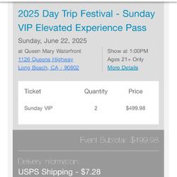 4 VIP Sunday Daytrip Tickets 