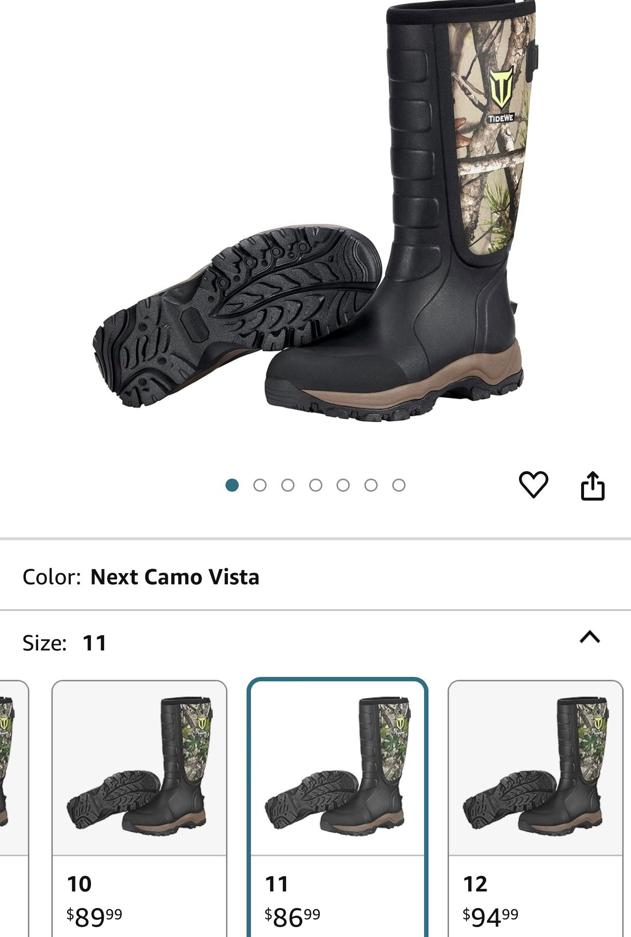 TIDEWE Hunting Boots Snake Proof for Men, Waterproof Insulated Warm Rubber Boots Size 11