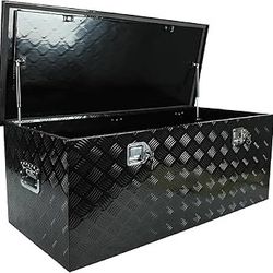 48 Inch Aluminum Truck Tool Box, 48"x19.5"x17.5" Heavy Duty Waterproof Truck Bed Storage Box for Pickup Truck RV Trailer, Toolbox with Side Handles, L