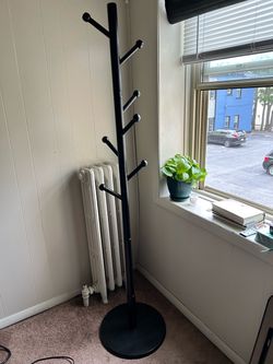 Black Freestanding Wooden Coat Rack Tree