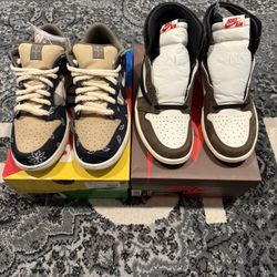 Travis Scott Jordan 1 & Nike SB Dunk Low Sz 10.5