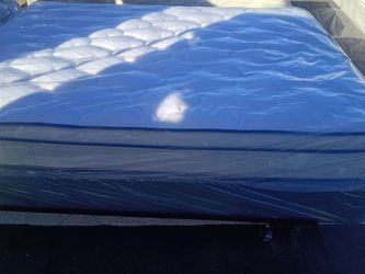 Brand new queen size pillowtop mattress and box spring free delivery depends on location