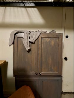 (2) 2 door wood kitchen cabinets