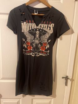 American Motorcycles Distressed Graphic T-Shirt Dress
