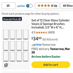 Clear Glass Cylinder Vases 12pcs Set