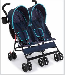 Double Umbrella Stroller Navy Blue Teal