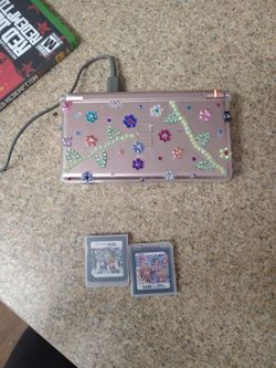 Nintendo DS coral Pink with 2 Game Cartridges