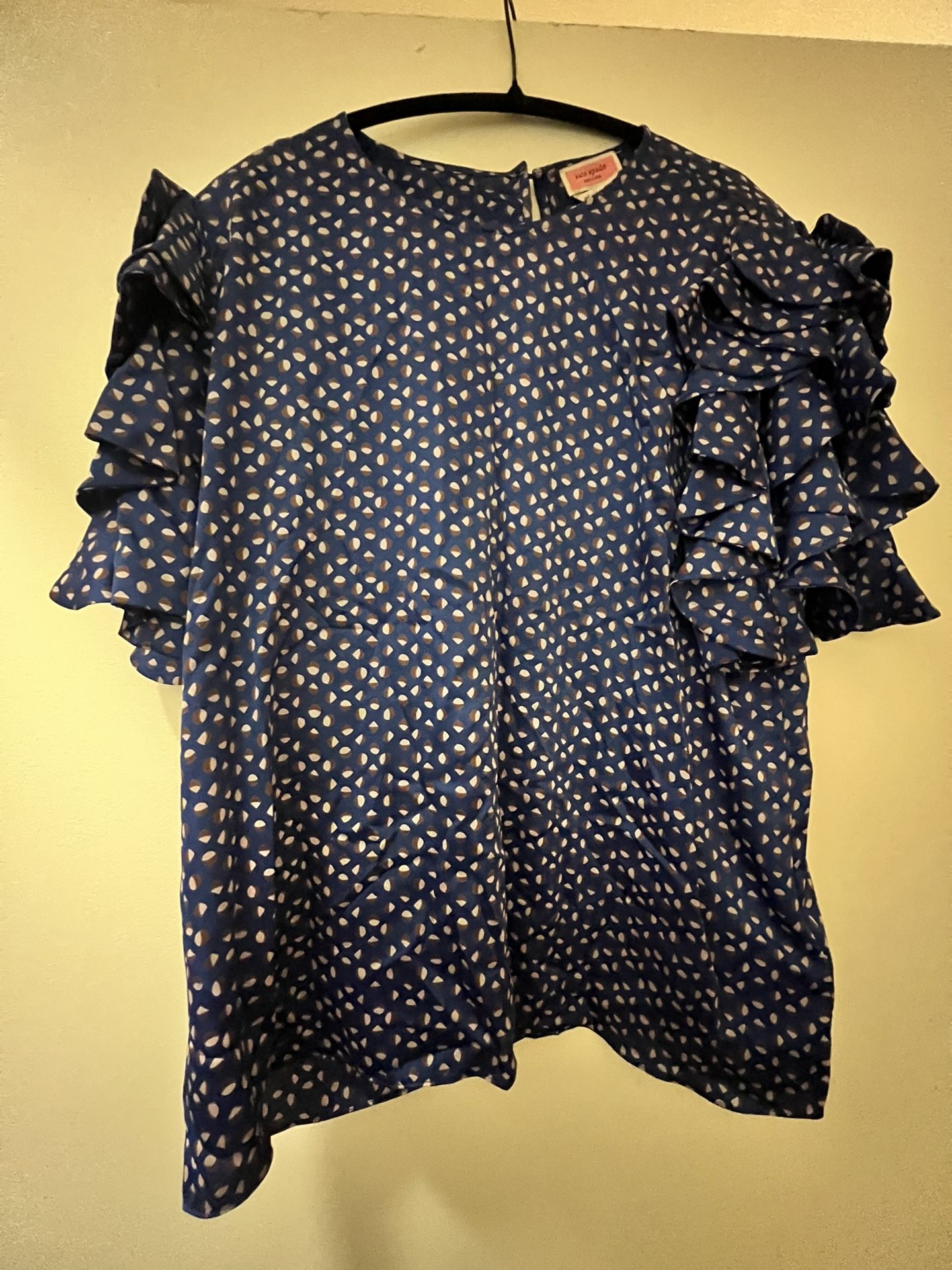 kate spade new york - Geo Dot Crewneck Ruffle-sleeve