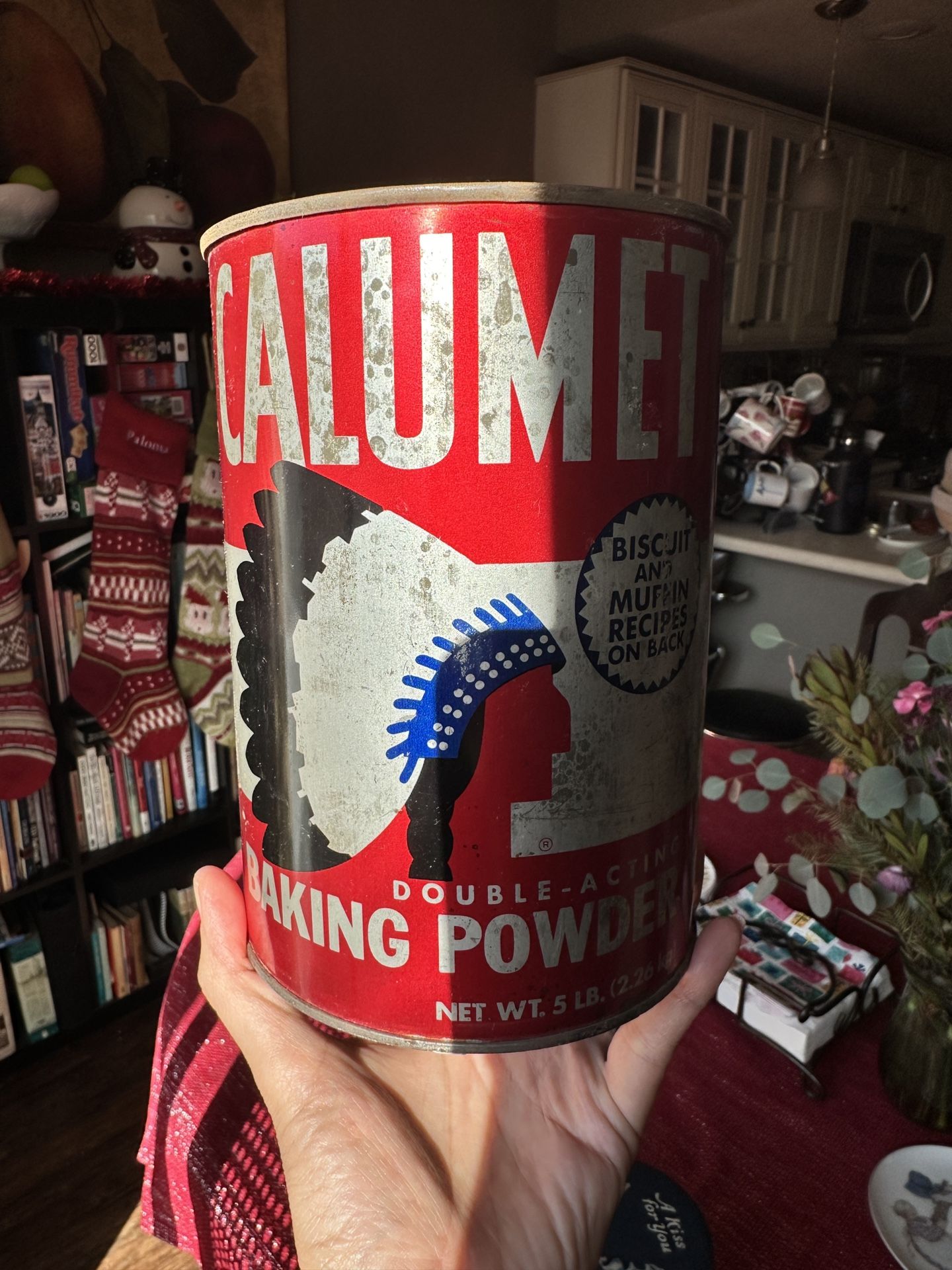 Vintage Calumet Baking Powder tin canister 7.5”