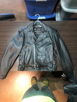 Leather motorcycle jacket.