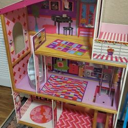 Barbie House , Wood,  Plus Accessories, Dolls ,furniture ,and Clothes 