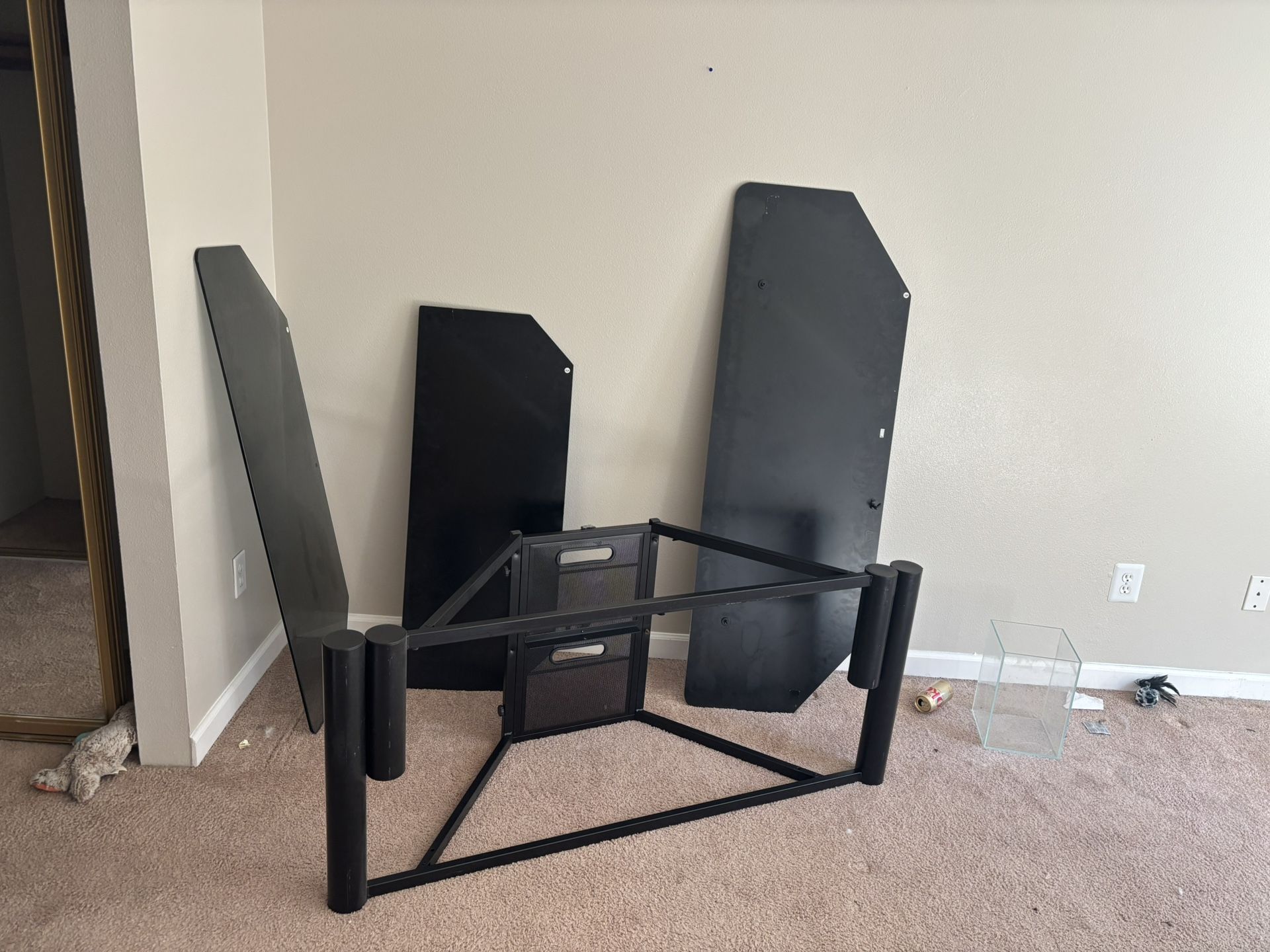Black Glass Corner TV Stand