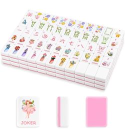 Pink American Mahjong Tile Set 160 1.2-In Melamine Premium Mahjong Tiles With Tile Bag, Gift-Ready Storage Boxand other accessories, Suitable for Frie