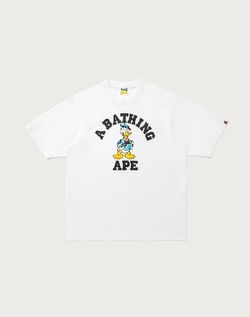 Bape x Disney Donald Duck Relaxed Fit College Tee  White Size Medium