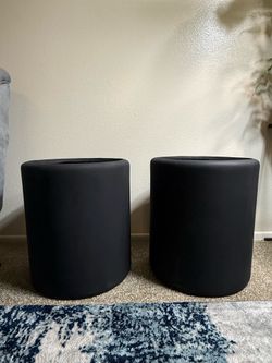 Set of 2 Matte Black Modern Cylinder Planters (Very Large 19in H x16in W)