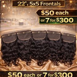 Raw Indian Hair, 5"x5" Frontal, 7 left