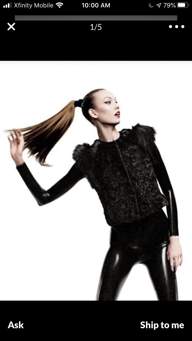 New! Elegant Faux fur vest / black/ Neiman Marcus