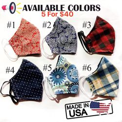 Adult Face mask with filter pocket triple layer handmade washable and reusable