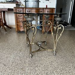 Glass and Metal Accent end side table 