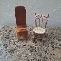 Two Miniature Dollhouse Chairs