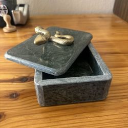 Green Marble Box With Brass Snake Handle