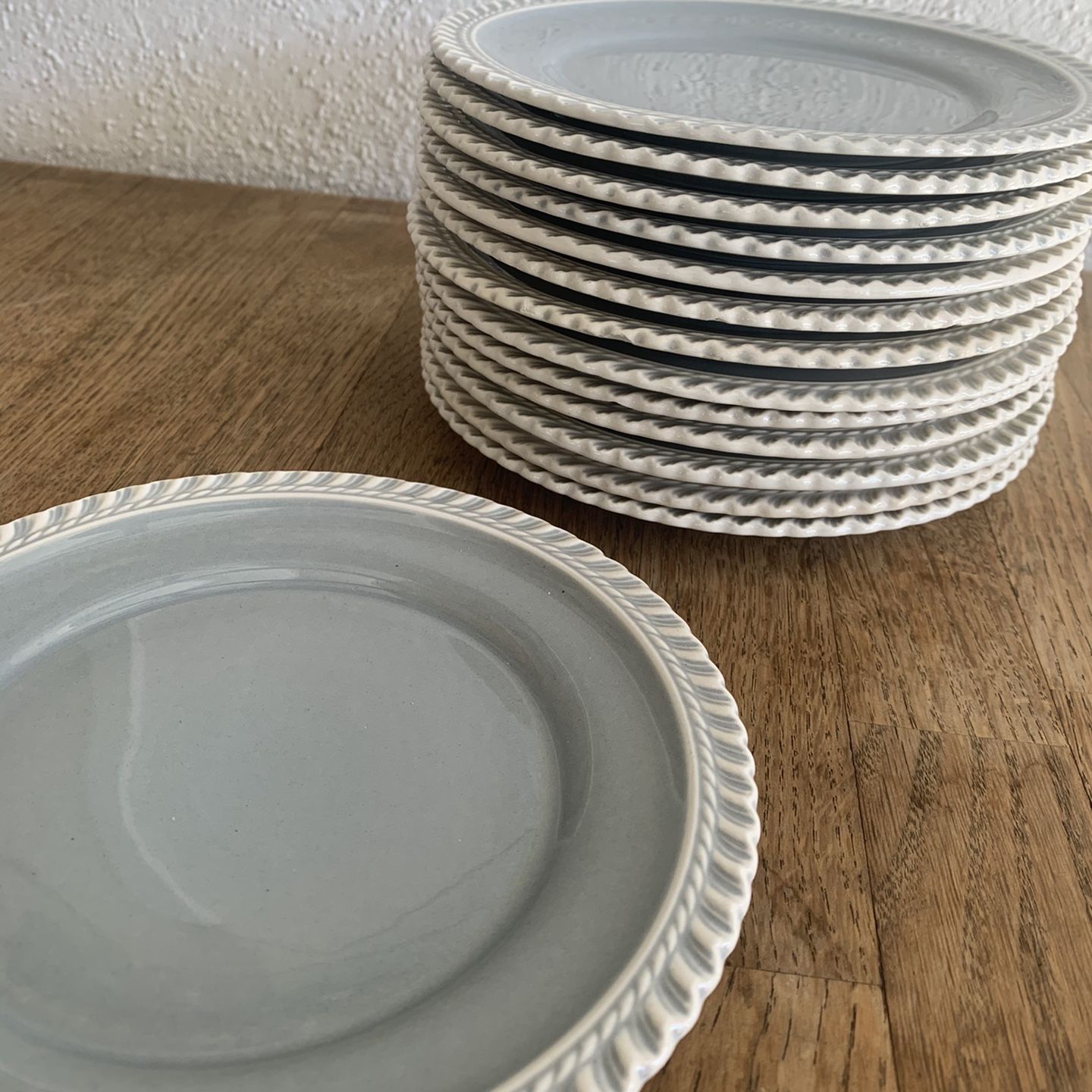 Beautiful Harker Pottery, Pate sur Pate, Fine China/Pottery - Chesterton, Grey - Set of 4 Salad Plates, Mid century Modern, Vintage