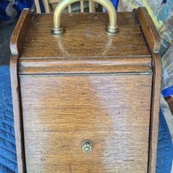 Antique coal scuttle with brass hardware Coal scuttle 
Depth 19"
Width 14"
Height 13
from panorama city 