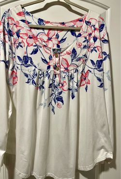 Floral Long Sleeve Button-Front Top Size 2X
