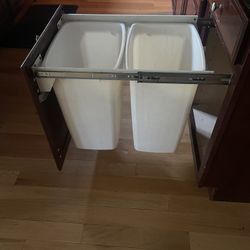 Slide Away Double Trash Cans