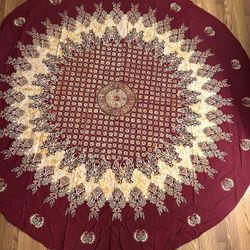 Indonesia Balinese Batik Round Table Cloth With 10 Round Cloth Napkins 