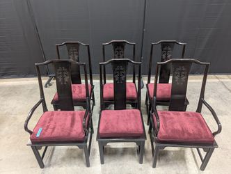 Vintage Century Furniture Company Chinoiserie Black Lacquer Dining Chairs – Set of 6
