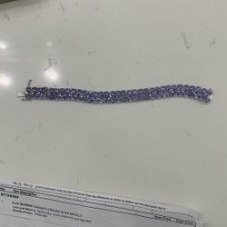 30.00CTW Round Tanzanite Sterling Silver Bracelet 