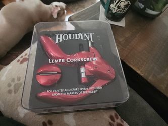Houdini Lever Corkscrew with Case, Foil Cutter and Extra Spiral, Metallic Red