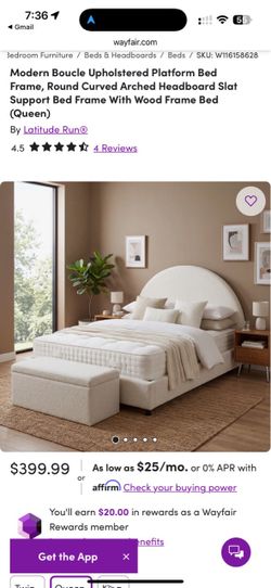 Near new queen bed with mattress