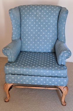 Super comfy vintage blue wingback chair